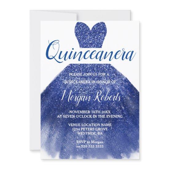 Indigo Blue Glitter Dress Quinceanera Party 15th