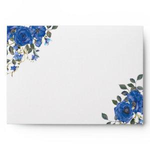 Indigo Navy Midnight Blue Flowers  Envelope