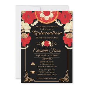 Invitacion Charro , Red, Black and Gold Announcement