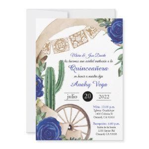 Invitación de Charro Huapango Quinceanera, Blue