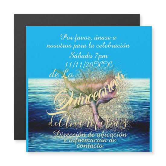 Invitación de fiesta de cumpleaños de la sirena magnetic