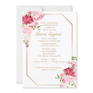 Invitación de quinceañera con marco rosa