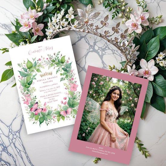 Invitación Exquisite Spring Tiara Pink & Green Flo