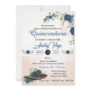 Invitación QUINCEANERA Mariachi Charra Rustic Blue