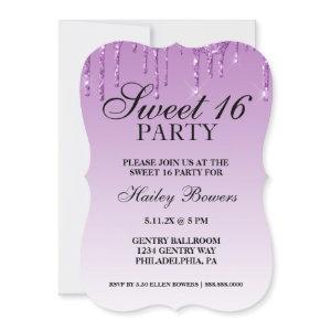 Invite - Lavender Purple Drip Glitter Ombre