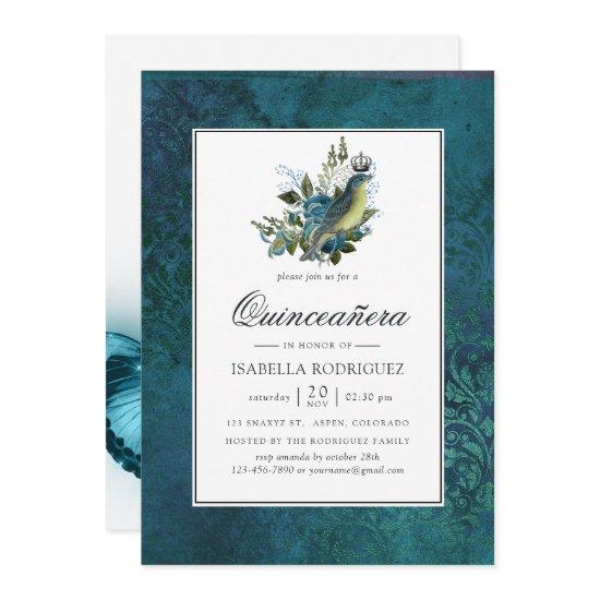Iridescent Blue Vintage Wild Woodland Quinceañera