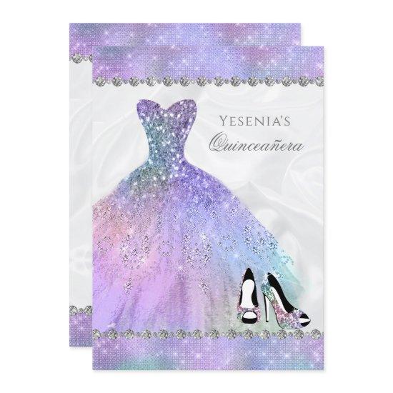 Iridescent Diamond Sparkle Glam Quinceañera