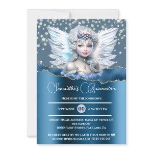Iridescent fairy enchanted glitter Quinceañera blu