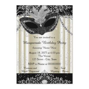 Ivory and Black Pearl Glitter Masquerade Party
