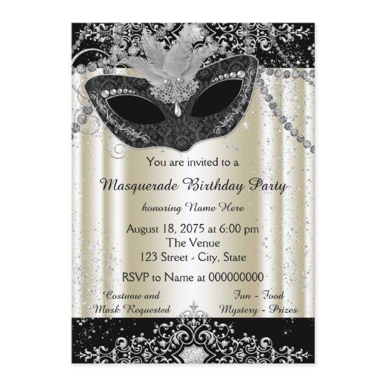 Ivory and Black Pearl Glitter Masquerade Party