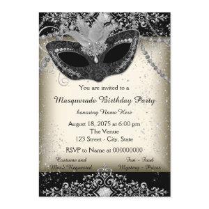 Ivory and Black Pearl Glitter Masquerade Party