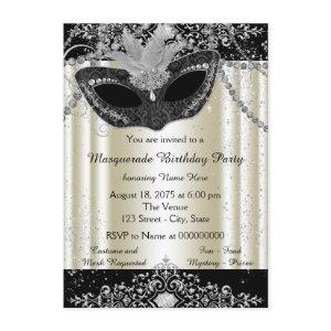 Ivory and Black Pearl Glitter Masquerade Party
