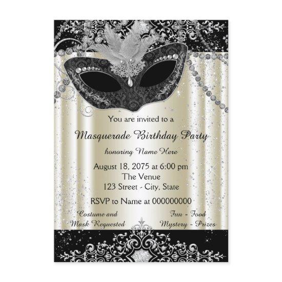 Ivory and Black Pearl Glitter Masquerade Party