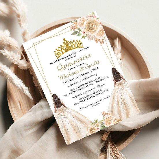 Ivory  Floral Butterfly Twin Quinceanera