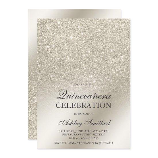 ivory glitter ombre metallic foil Quinceañera