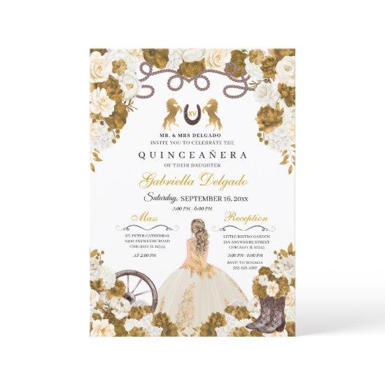 Ivory & Gold Western Charro Cowgirl Quinceanera
