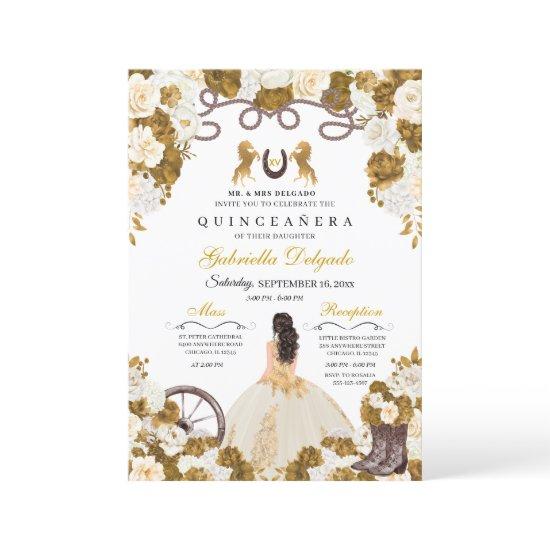 Ivory & Gold Western Charro Cowgirl Quinceanera