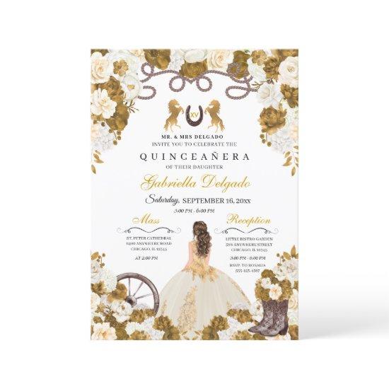 Ivory & Gold Western Charro Cowgirl Quinceanera