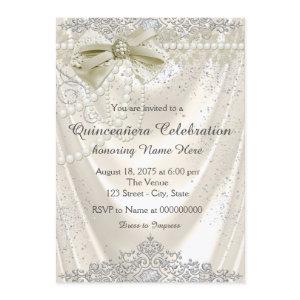 Ivory Pearl Satin Quinceanera
