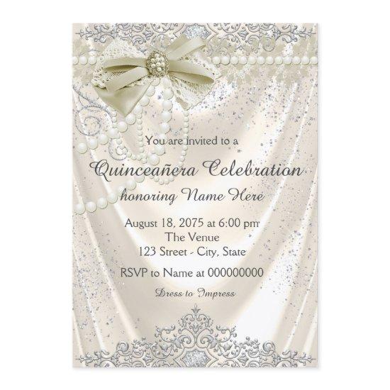 Ivory Pearl Satin Quinceanera