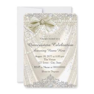 Ivory Pearl Satin Quinceanera