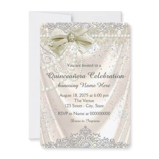 Ivory Pearl Satin Quinceanera
