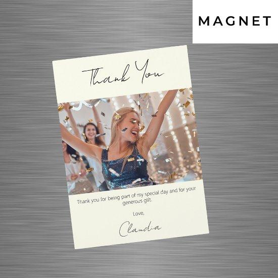 Ivory photo thank you magnet card