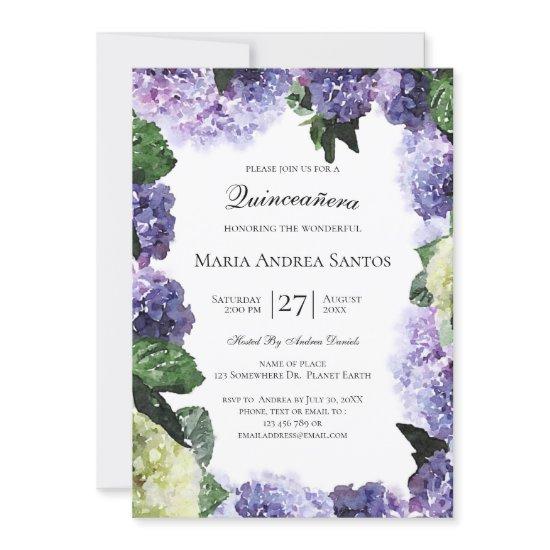 Ivory & Purple Hydrangeas | White Quinceañera