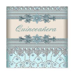 Ivory Teal Blue Quinceanera