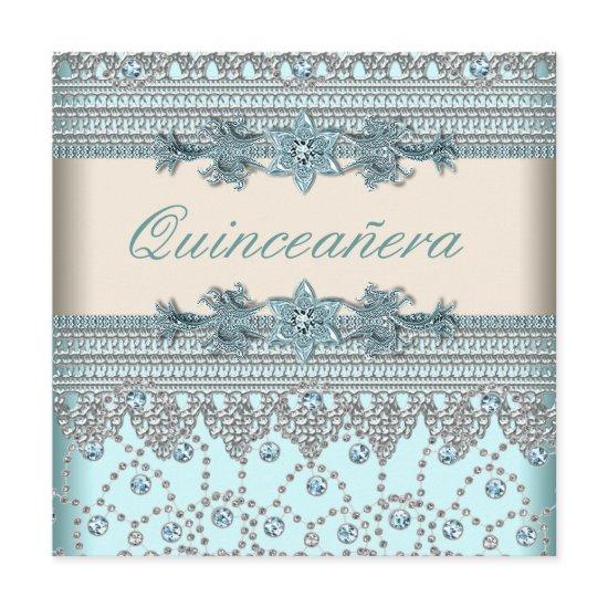 Ivory Teal Blue Quinceanera
