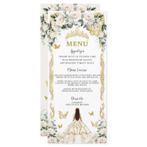 Ivory White Floral Quinceañera Brown Princess Menu