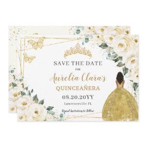 Ivory White Floral Quinceanera Brown Princess Save The Date