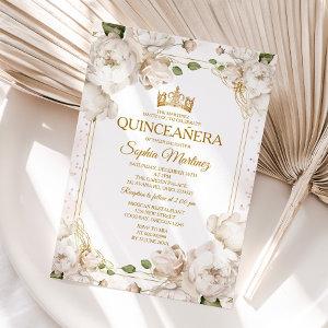 Ivory White Flowers Mexican Gold Charra Mis Quince