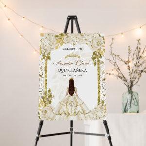 Ivory White Princess Floral Quinceanera Birthday Foam Board