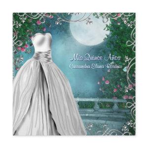 Jade Green Teal Blue Pink Roses Quinceanera