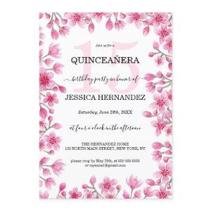 Japanese Cherry Blossom Floral Border Quinceañera