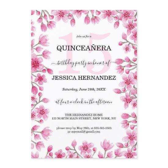 Japanese Cherry Blossom Floral Border Quinceañera