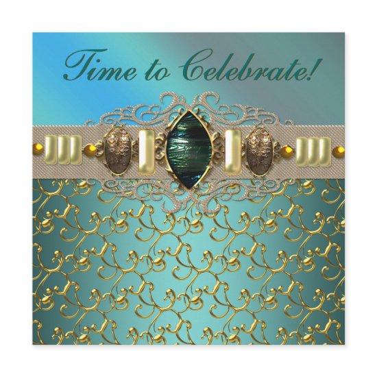 Jewels Emerald Teal Blue Gold Birthday Party