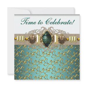 Jewels Emerald Teal Blue Jade Gold Birthday Party