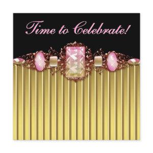 Jewels Pink Black Gold Birthday Party