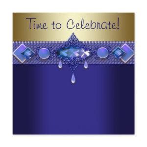 Jewels Purple Royal Blue Gold Birthday Party