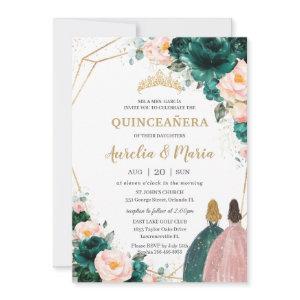 Joint Quinceañera Emerald Green Blush Floral