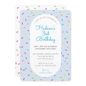 KIDS BIRTHDAY colorful boy sprinkles border blue