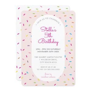 KIDS BIRTHDAY colorful girly sprinkles border pink