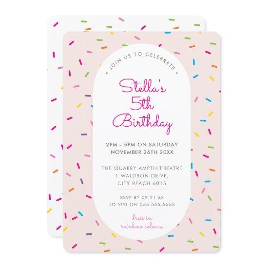 KIDS BIRTHDAY colorful girly sprinkles border pink
