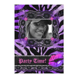 Lace Diamonds Birthday Party Zebra Purple Lips