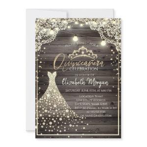 Lace,Lights,Diamonds Tiara Dress Wood Quinceañera