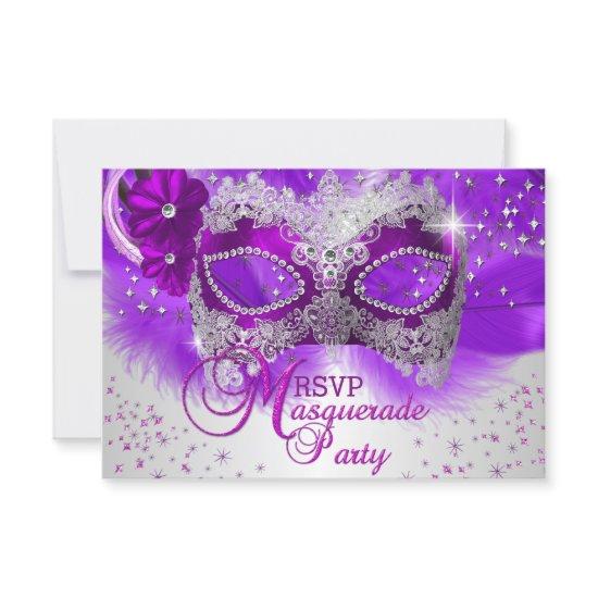 Lace Mask Purple Silver Masquerade RSVP