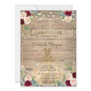 Lace,Tiara,Lights,Dress,Roses Wood Quinceañera
