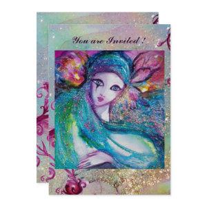 LADY BLUE MASK Elegant Masquerade Party Teal Pink